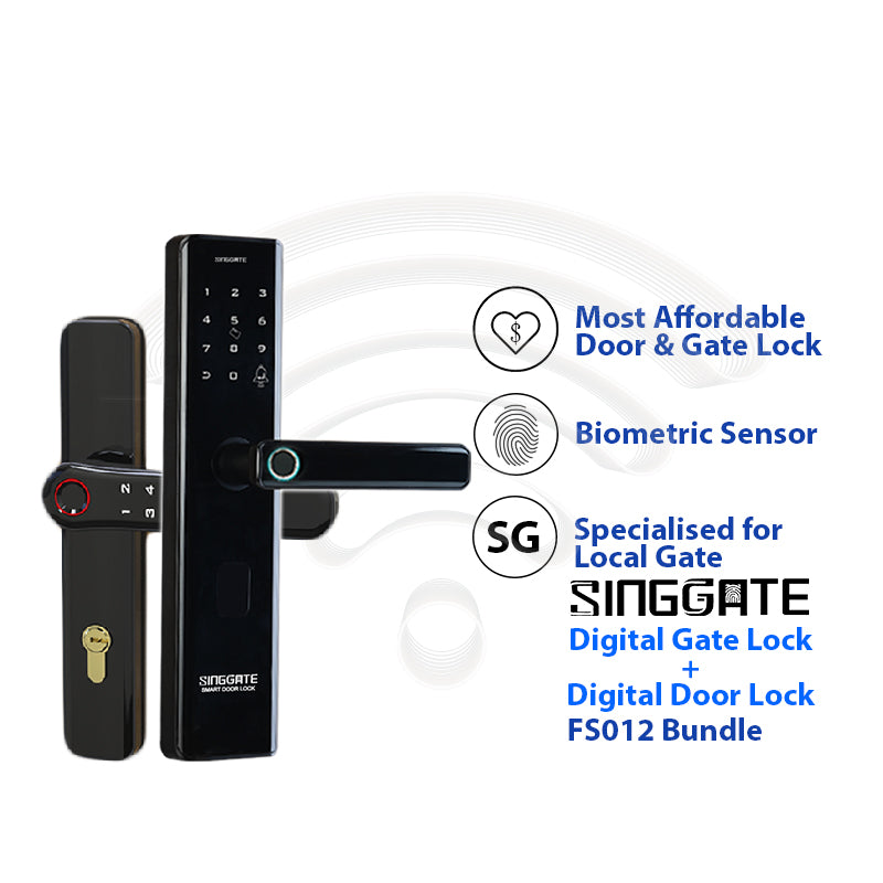 SINGGATE Door & Gate Bundle, *Bundle Deal* FS012 Door Digital Lock + FM021 Metal Gate Digital Lock - SINGGATE Digital Lock