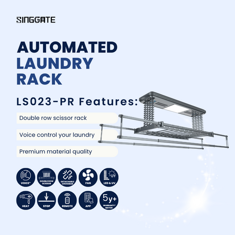 💧NEW💧LS023 PRO Automated Laundry Rack (Premium Quality + Detachable Crossbars + Direct Voice Control)