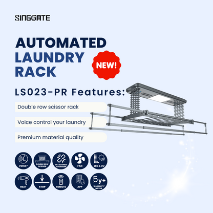 💧NEW💧LS023 PRO Automated Laundry Rack (Premium Quality + Detachable Crossbars + Direct Voice Control)