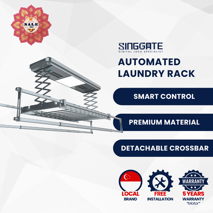 💧NEW💧LS023 Automated Laundry Rack Premium Quality + Detachable Crossbars