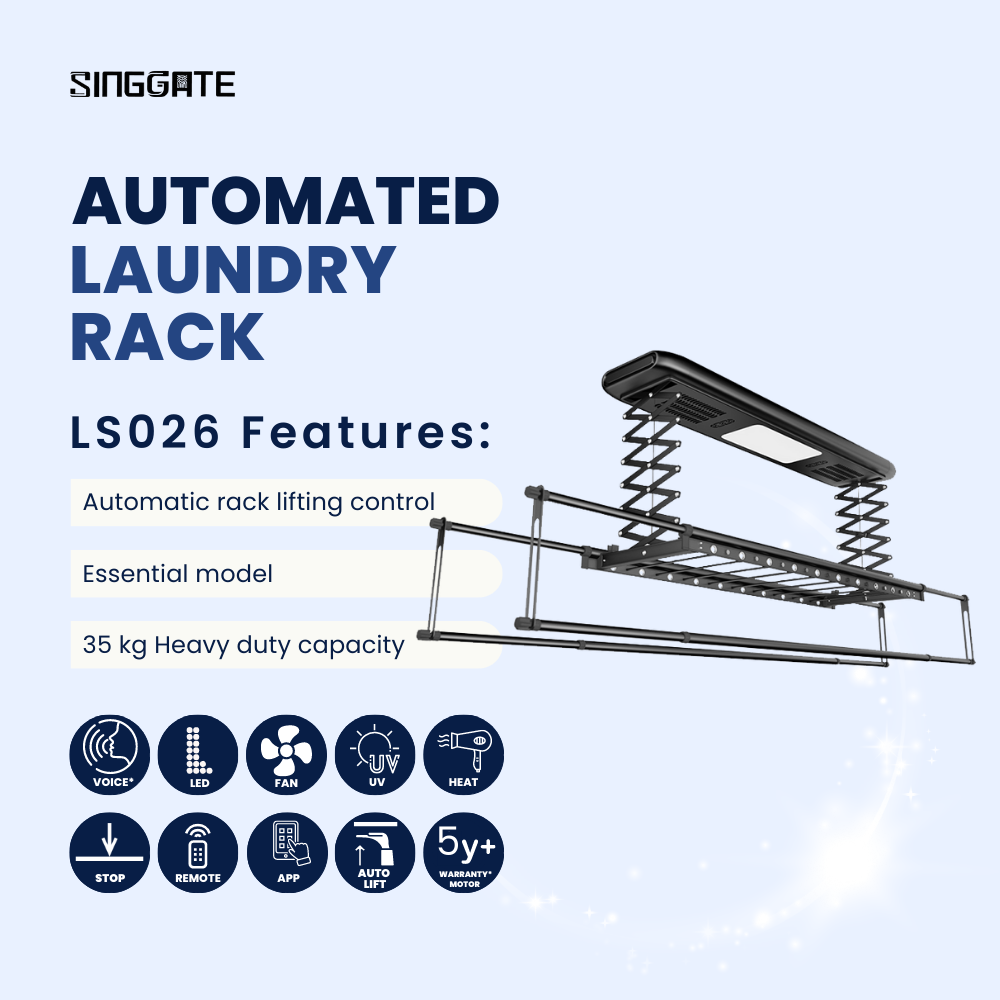 SINGGATE Smart Laundry System, LS026 Automated Laundry Rack - SINGGATE Digital Lock