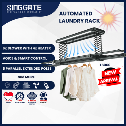 LS060 6x Blower Double Arm & Voice Control Automated Laundry Rack