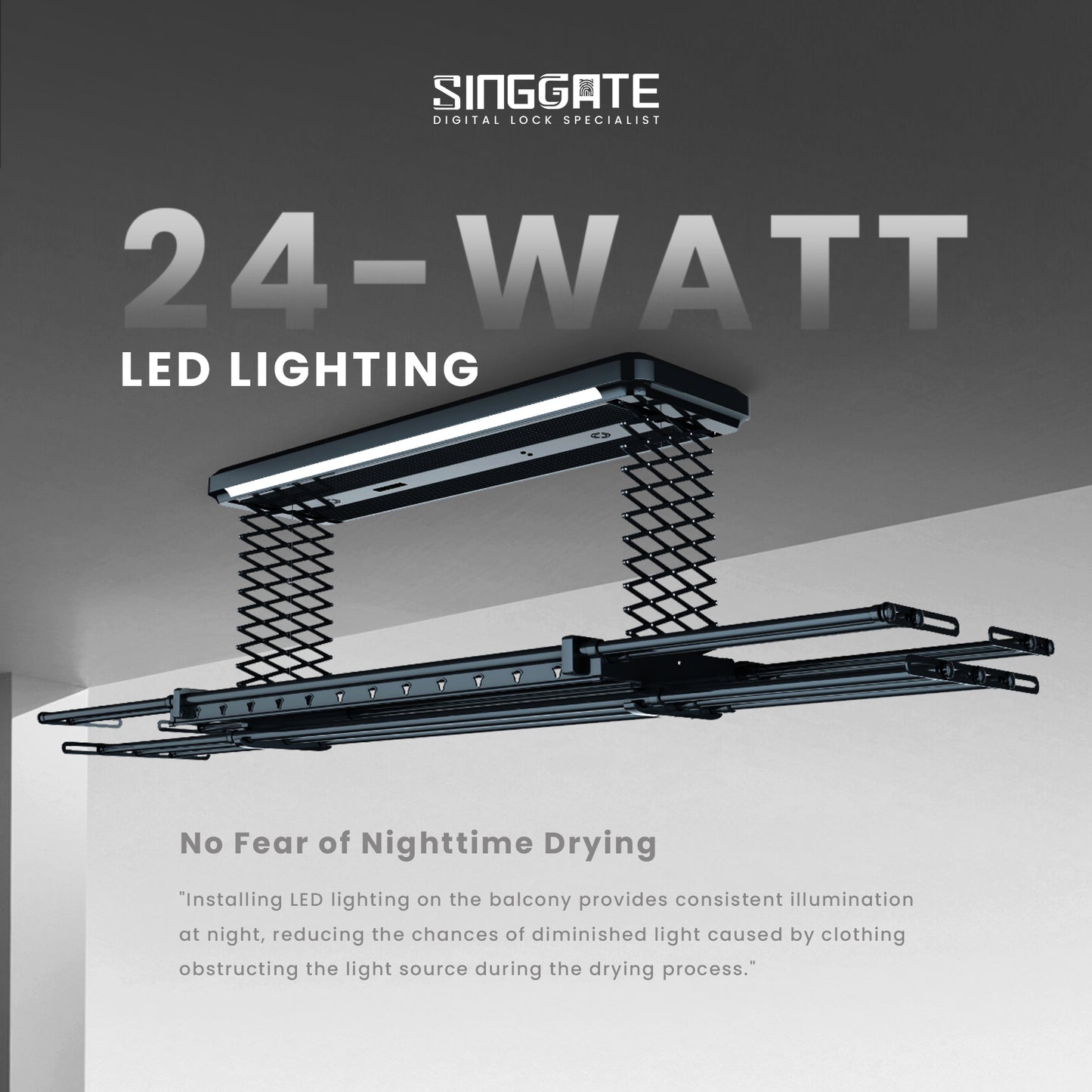 LS060 6x Blower Double Arm & Voice Control Automated Laundry Rack