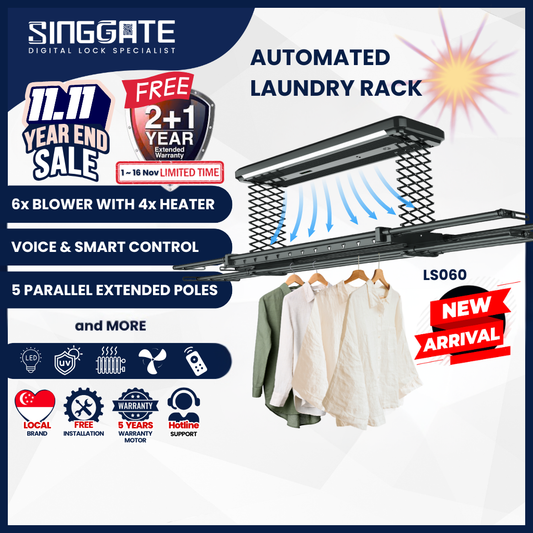 LS060 6x Blower Double Arm & Voice Control Automated Laundry Rack