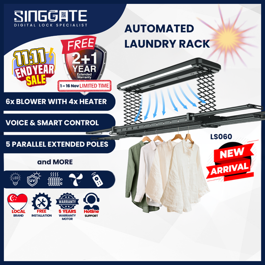 LS060 6x Blower Double Arm & Voice Control Automated Laundry Rack