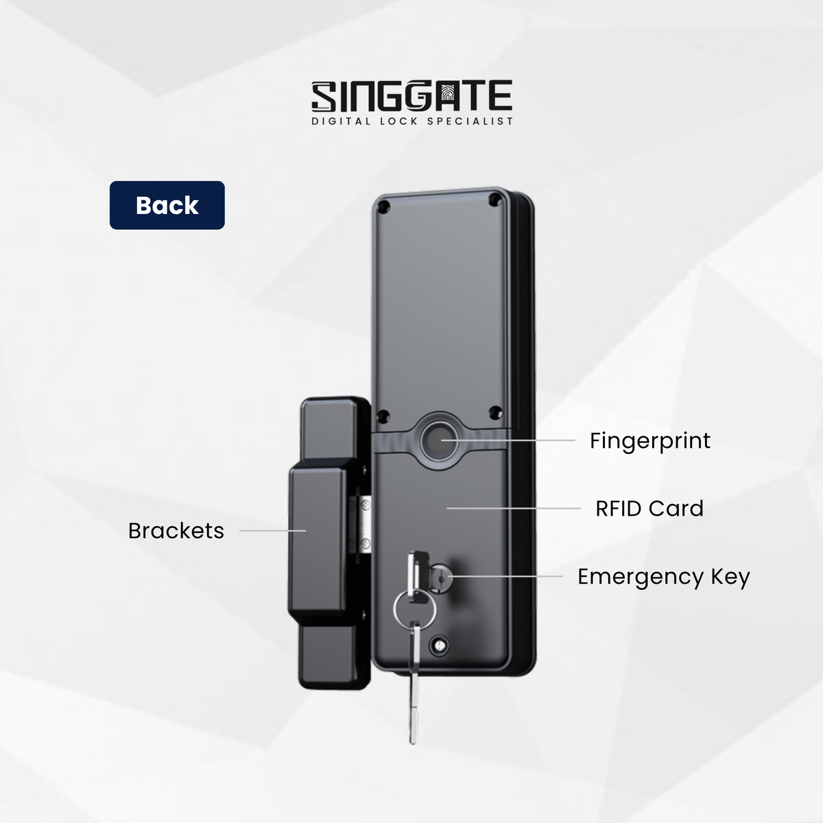 Singgate RM60W Weatherproof Metal Gate Digital Rim Lock