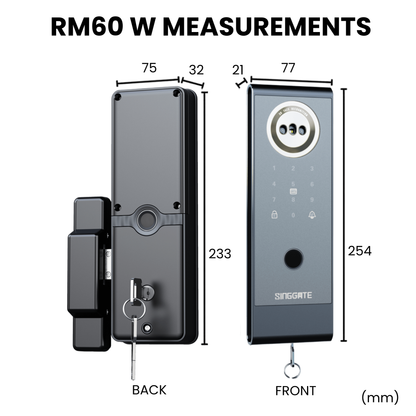 Singgate RM60W Weatherproof Metal Gate Digital Rim Lock