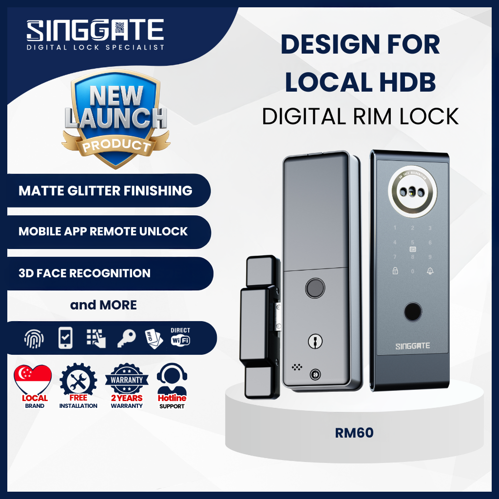 Singgate RM60 Metal Gate Digital Rim Lock