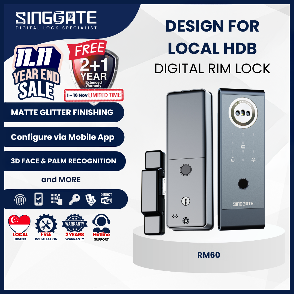 Singgate RM60 Metal Gate Digital Rim Lock