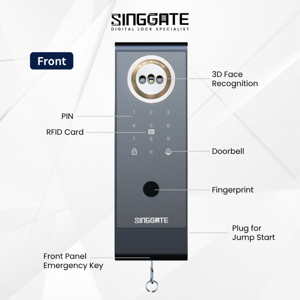 Singgate RM60 Pro Metal Gate Digital Rim Lock