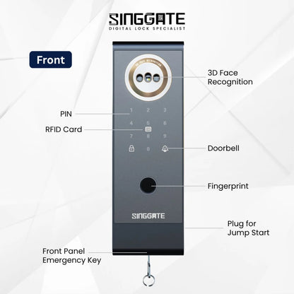 Singgate RM60W Weatherproof Metal Gate Digital Rim Lock