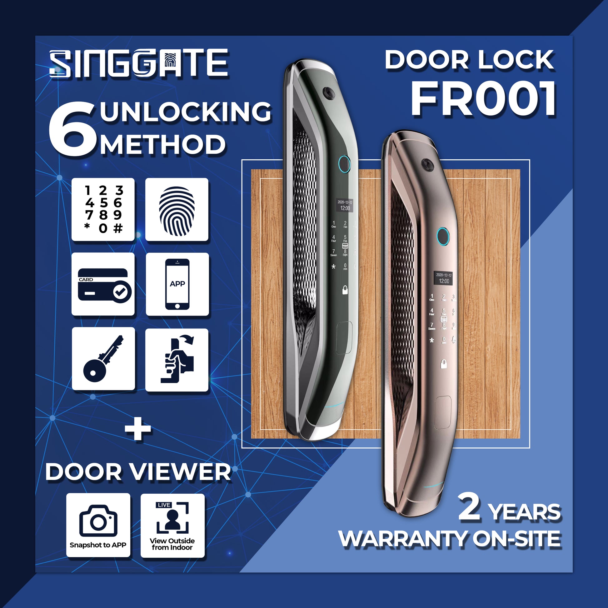 SINGGATE Door & Gate Bundle, *Bundle Deal* FR001 Door Digital Lock + FM021 Metal Gate Digital Lock - SINGGATE Digital Lock