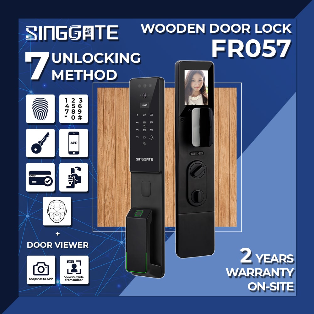 SINGGATE Door Digital Lock, ❤️Ultra Slim ❤️FR057 3D Face Recognition & Video Call Smart Viewer Digital Door Lock - SINGGATE Digital Lock