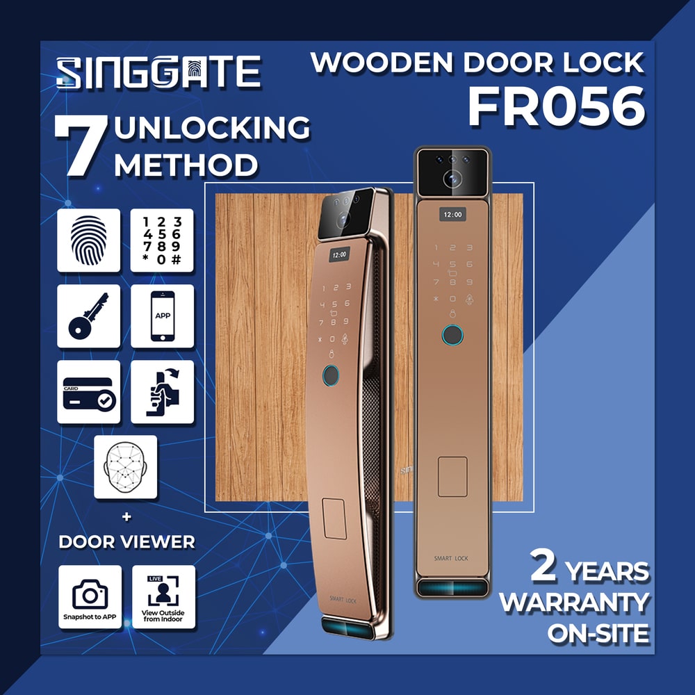 SINGGATE Door Digital Lock, FR056 Digital Door Lock | 3D Face Recognition & Door Viewer Lock - SINGGATE Digital Lock